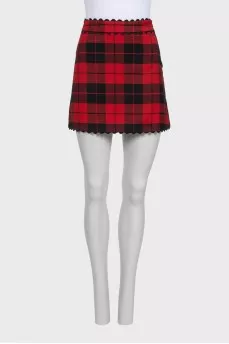 Checkered wool mini skirt