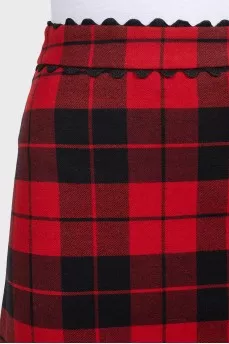 Checkered wool mini skirt