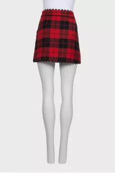 Checkered wool mini skirt