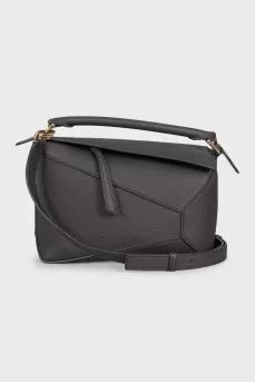 Dark gray leather Puzzle bag