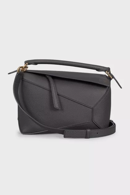 Dark gray leather Puzzle bag