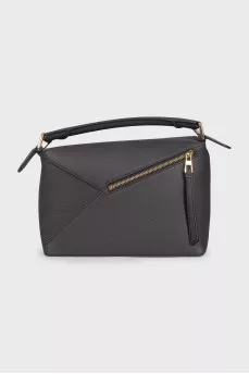 Dark gray leather Puzzle bag