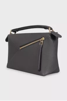 Dark gray leather Puzzle bag
