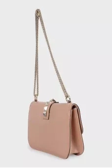 Glam Lock Beige Leather Bag