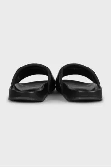 Men's leather flip-flops with a 3D logo