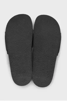 Men's leather flip-flops with a 3D logo
