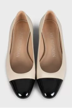 Two-tone patent toe ballet flats