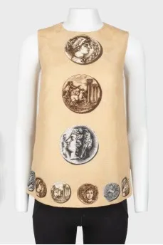 Gold print top