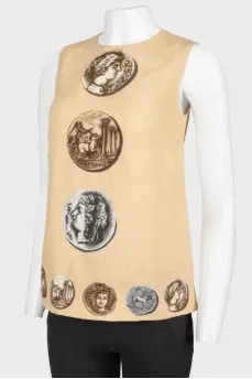 Gold print top