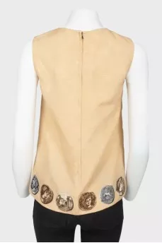 Gold print top