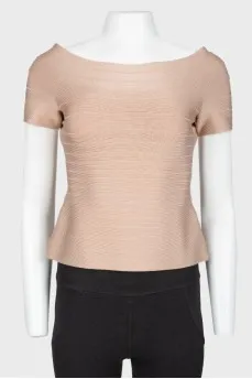 Crop top with wide neckline
