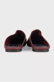 Burgundy leather square toe mules