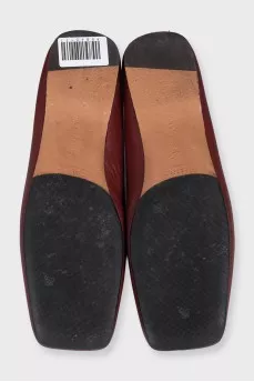 Burgundy leather square toe mules
