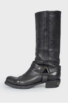 Cowboy style leather boots