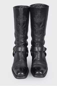 Cowboy style leather boots