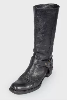 Cowboy style leather boots