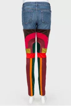 Color contrasting fabric combination jeans