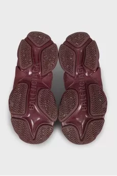 Бордовые кожаные кроссовки Triple S