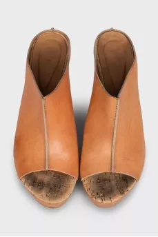Leather platform mules