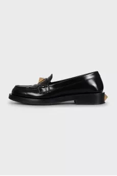 Чорні шкіряні лофери Roman Stud