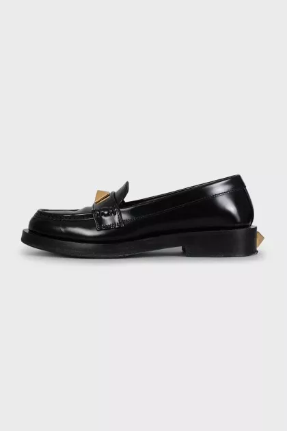Чорні шкіряні лофери Roman Stud