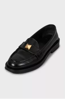Чорні шкіряні лофери Roman Stud