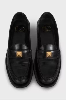 Чорні шкіряні лофери Roman Stud