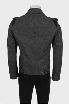 Men's gray wool and cashmere zip-up jacket