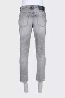 Men's straight-fit jeans with a distressed effect