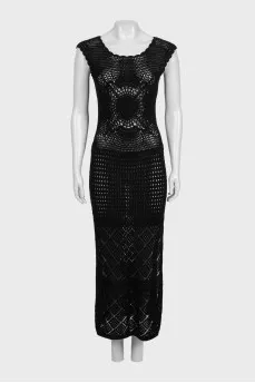 Fitted crochet dress with slits