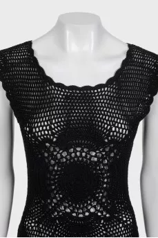 Fitted crochet dress with slits