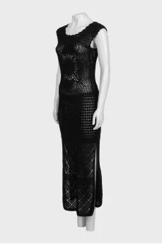 Fitted crochet dress with slits