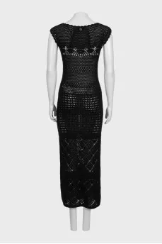 Fitted crochet dress with slits