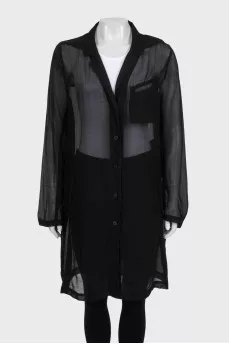 Sheer button-up shirt dress