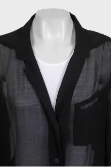 Sheer button-up shirt dress