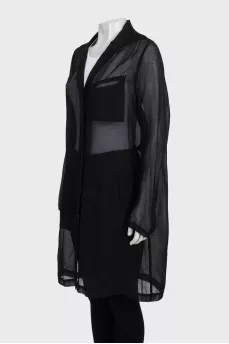 Sheer button-up shirt dress