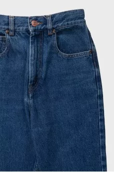 Синие джинсы slim fit на высокой посадке