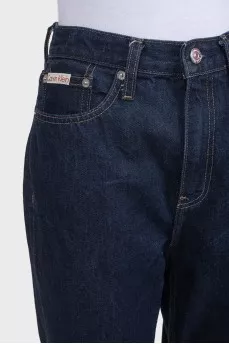 Темно-синие джинсы straight fit на высокой посадке