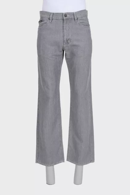 Men's wide-leg gray jeans