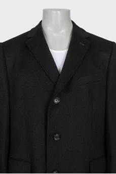 Men's straight-cut wool coat with buttons