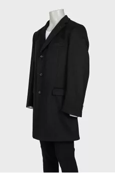 Men's straight-cut wool coat with buttons