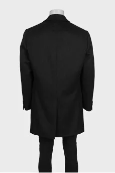 Men's straight-cut wool coat with buttons
