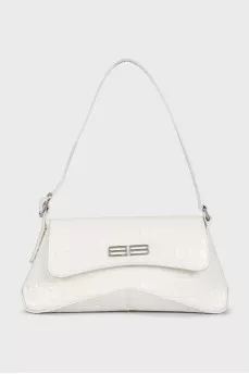 White embossed leather shoulder bag
