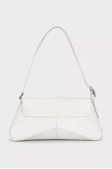 White embossed leather shoulder bag