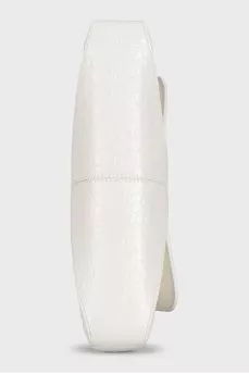 White embossed leather shoulder bag