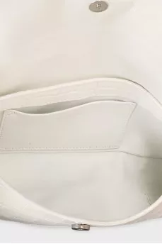 White embossed leather shoulder bag