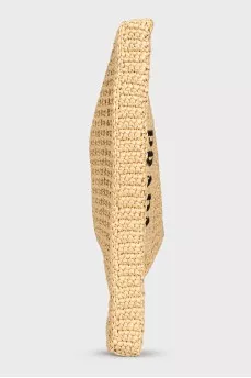 Woven raffia shopper with logo