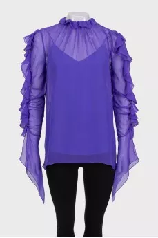 Long sleeve sheer blouse