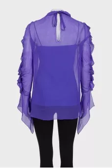Long sleeve sheer blouse
