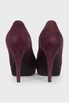 Suede open-toe heeled shoes